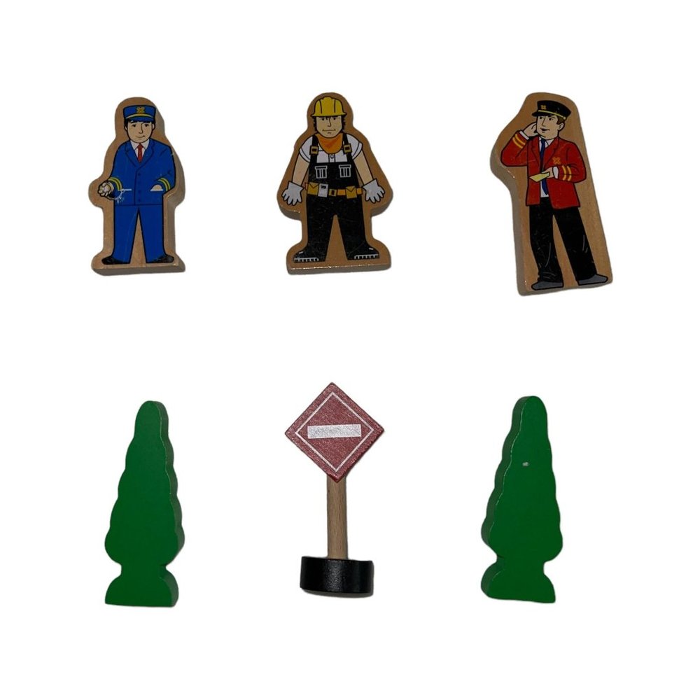Vintage Thomas and Friends Wooden Figures Construction Worker Spruce Tree Sign